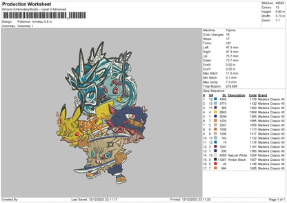 Poke Chara Embroidery File 6 sizes