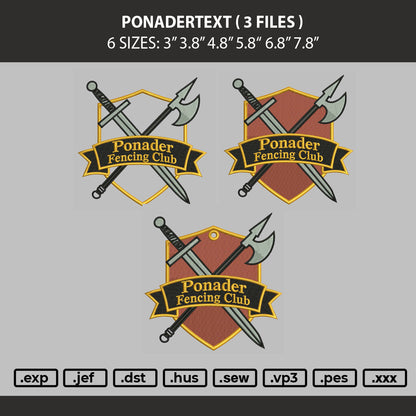Ponadertext Embroidery Machine Design 3 Files