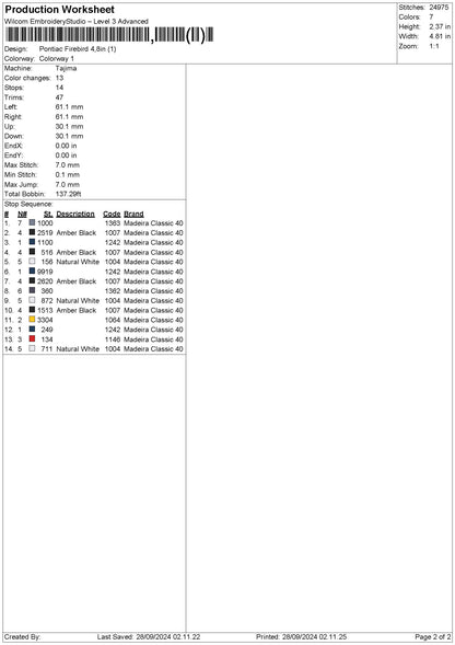 Car 2809 Embroidery File 6 sizes