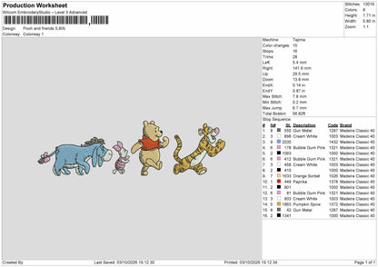 Pooh 0310 Embroidery Machine Design File 6 sizes