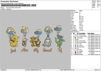 Pooh 0805 Embroidery File 6 sizes