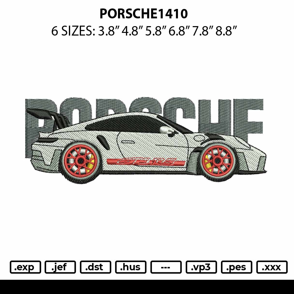 Porsche1410 Embroidery File 6 sizes