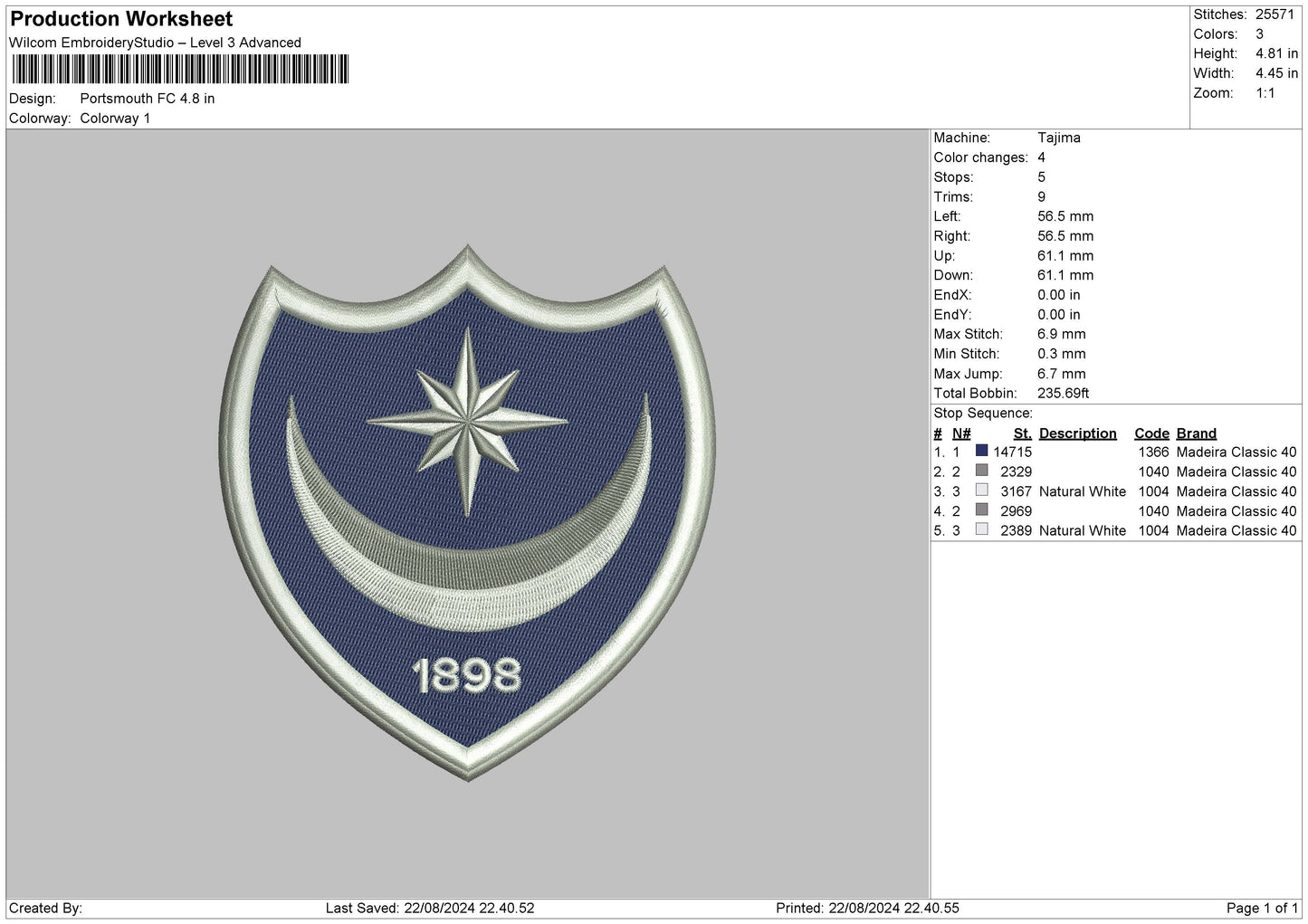 Logo 2208 Embroidery File 6 sizes