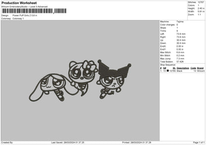Power Pg Line Embroidery File 6 sizes