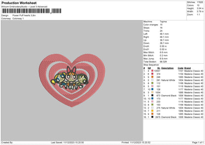 Puff Hearts Embroidery File 6 sizes