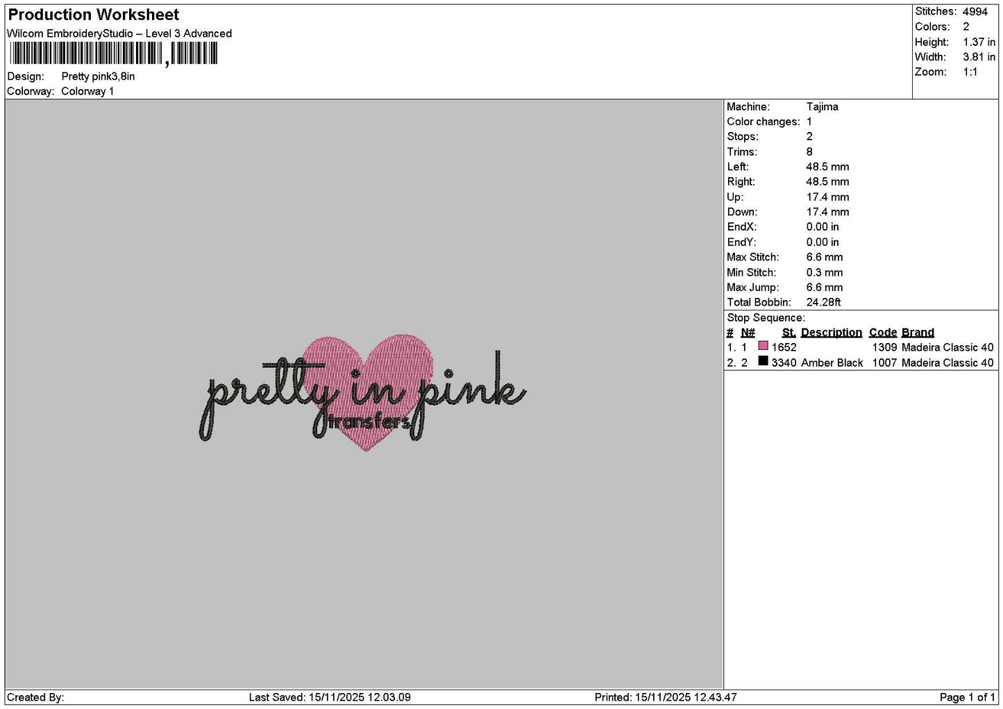 Prettytext 1511 Embroidery File 6 sizes