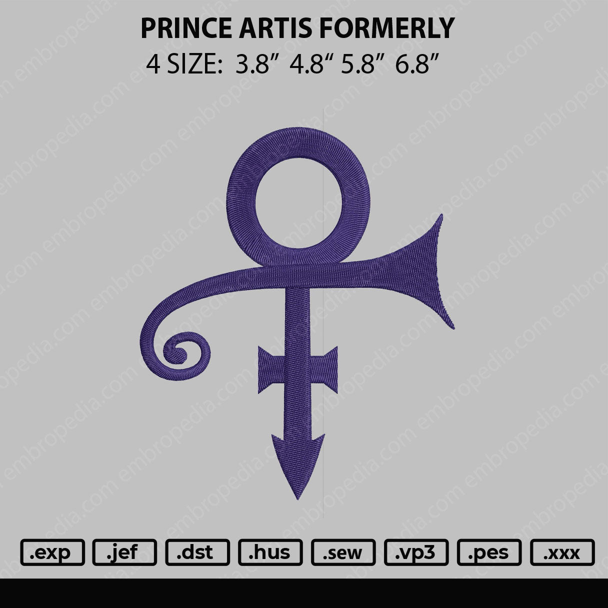 Prince Artis Formerly Embroidery File 4 size