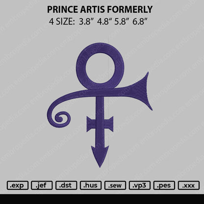 Prince Artis Formerly Embroidery File 4 size