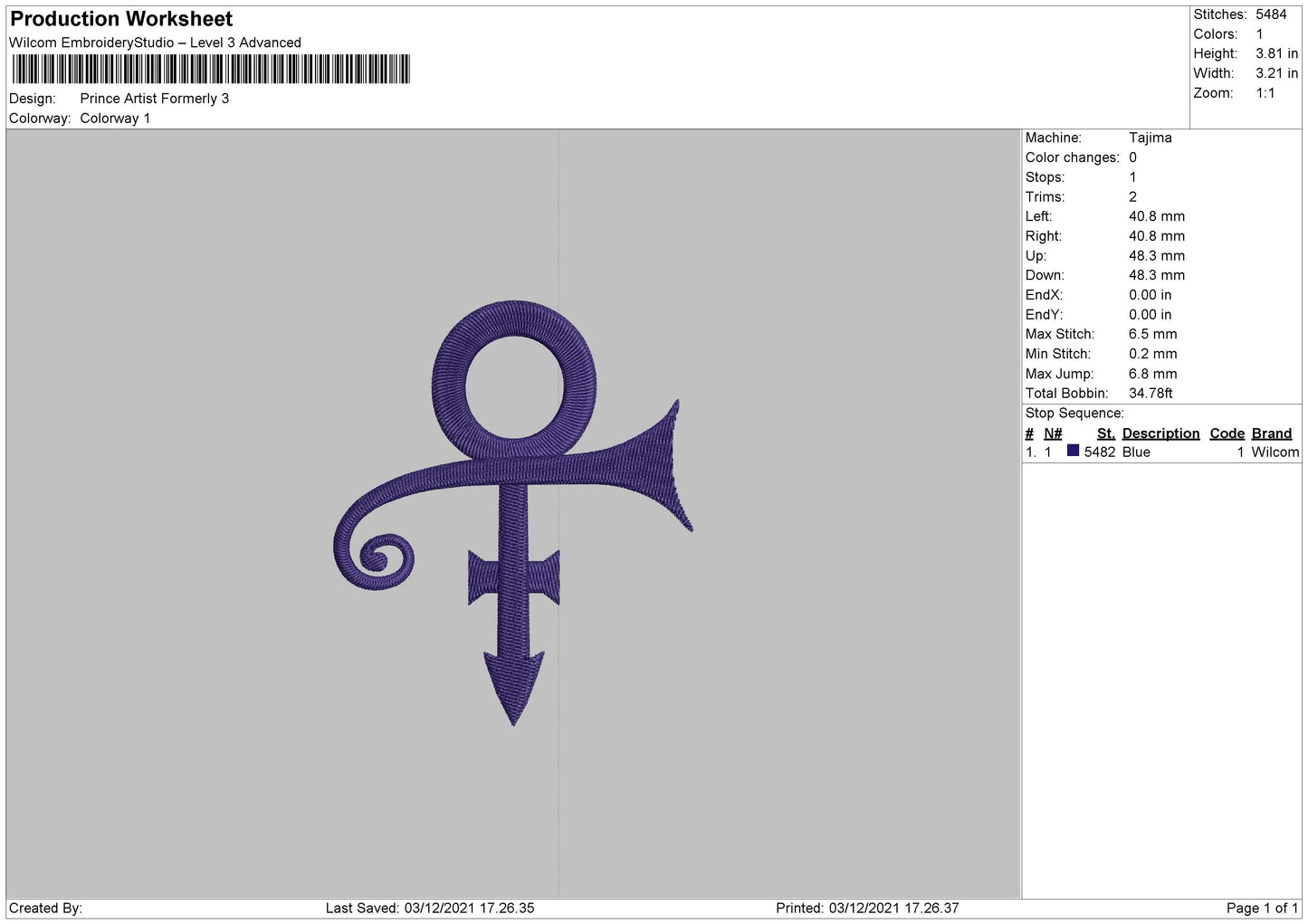 Prince Artis Formerly Embroidery File 4 size