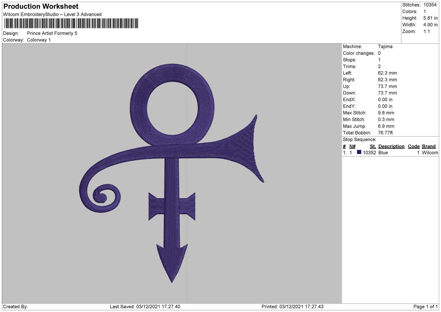 Prince Artis Formerly Embroidery File 4 size
