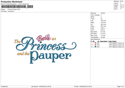 Princes Pauper Embroidery File 6 sizes