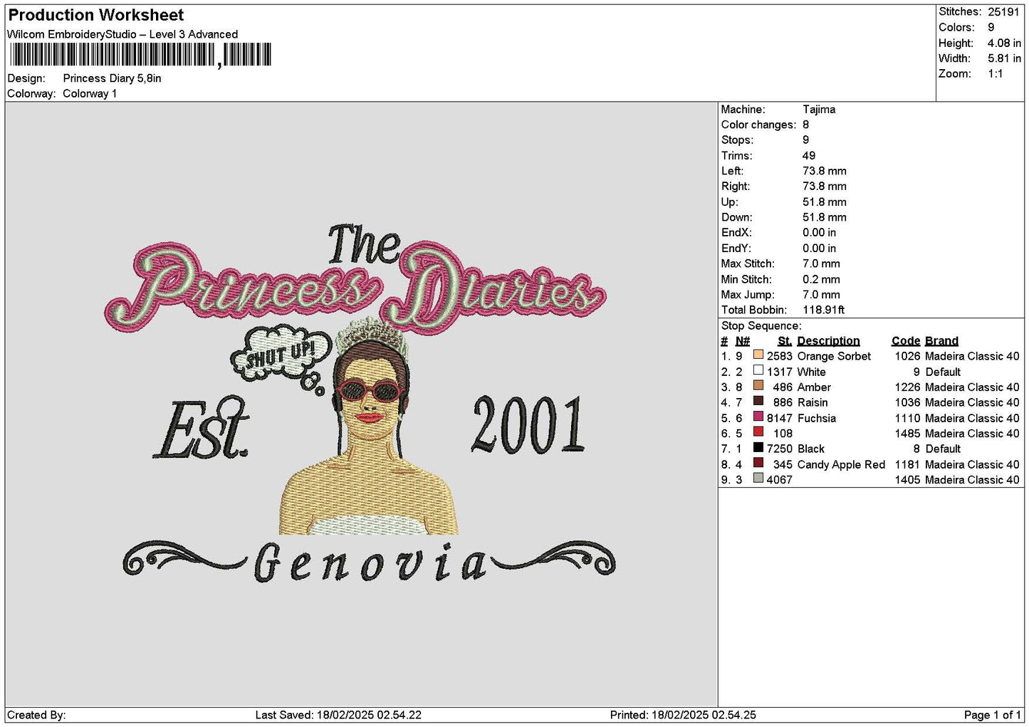 Princesstext 1802 Embroidery File 6 sizes