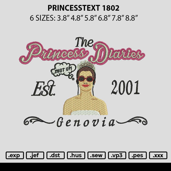 Princesstext 1802 Embroidery File 6 sizes