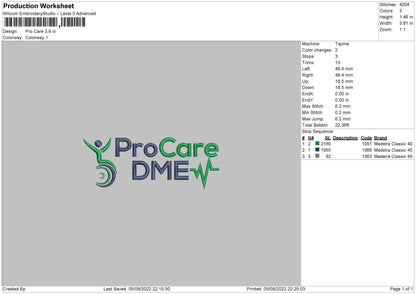 Pro Care Embroidery File 5 sizes