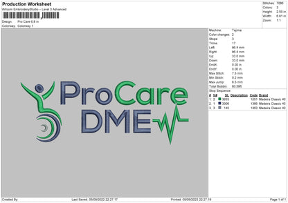 Pro Care Embroidery File 5 sizes