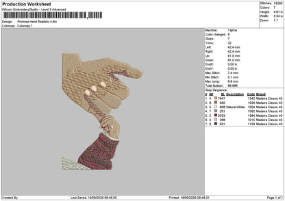 Promise Hands Realistic  Embroidery Machine Desgin File
