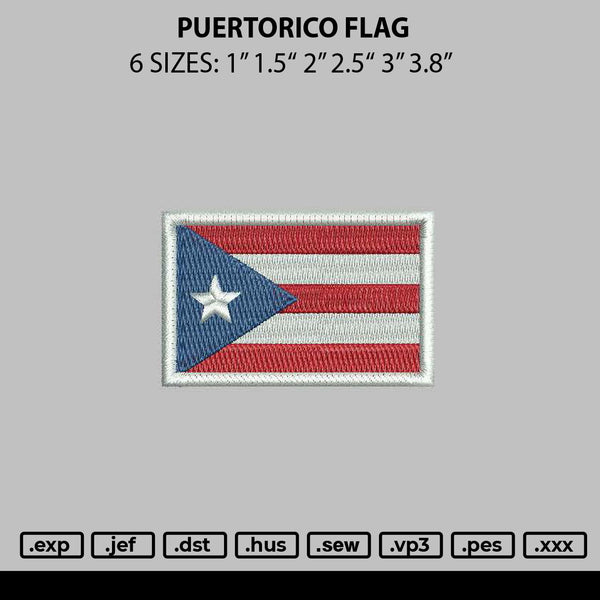 Puertorico Flag Embroidery File 6 sizes