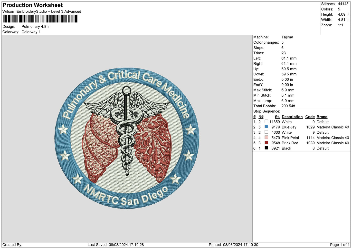 Pulmonaricircle Embroidery File 6 sizes