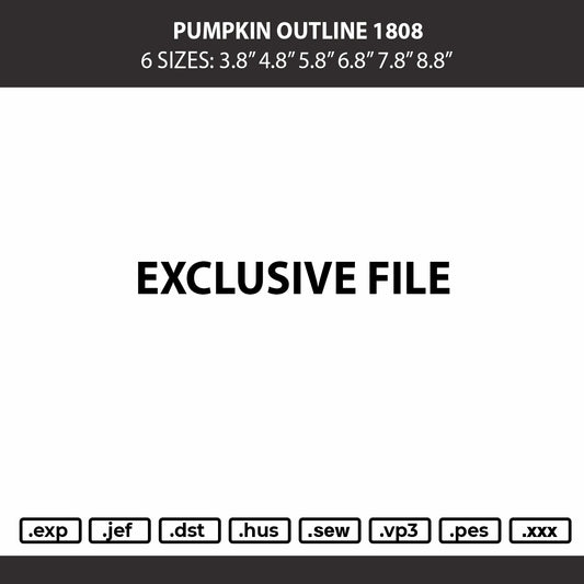 Pumpkin Outline Embroidery Machine Design File 6 sizes