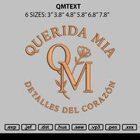 Qmtext Embroidery File 6 sizes