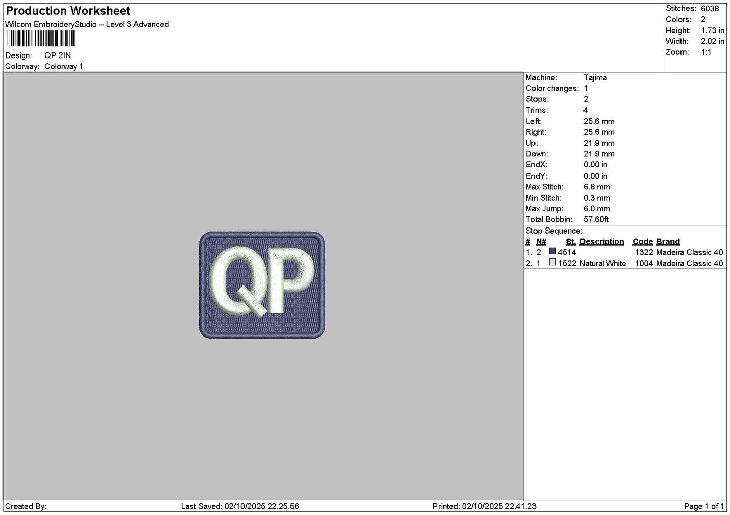 Qptext Square Embroidery File 6 sizes