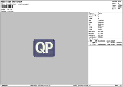Qptext Square Embroidery File 6 sizes