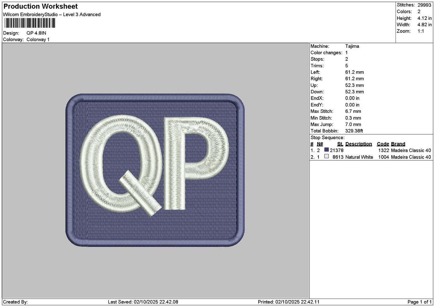 Qptext Square Embroidery File 6 sizes