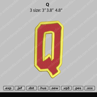Q Embroidery File 3 size