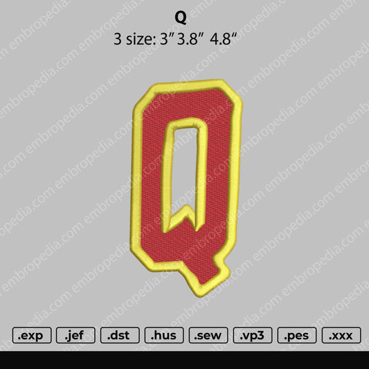 Q Embroidery File 3 size