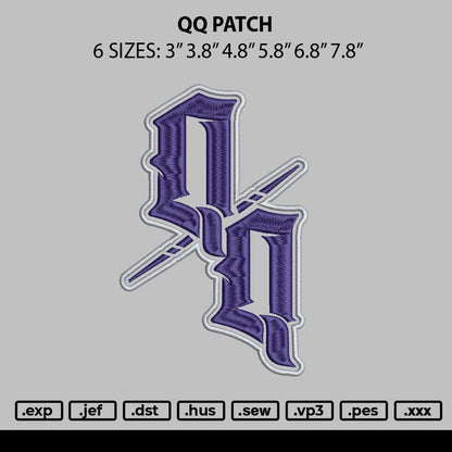 Qqtext Patch Embroidery File 6 sizes
