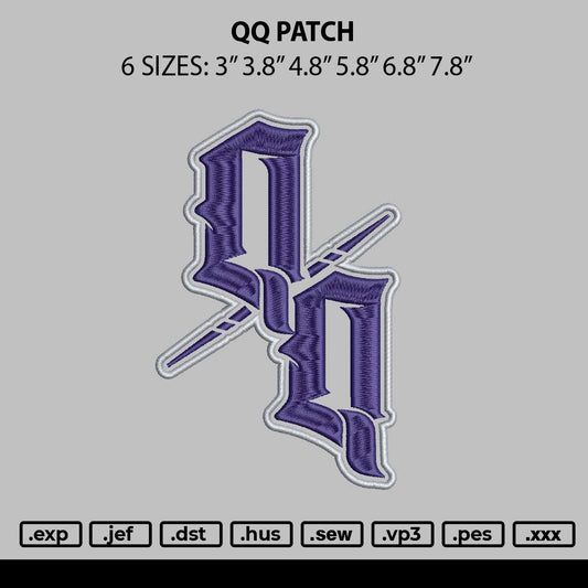 Qqtext Patch Embroidery File 6 sizes