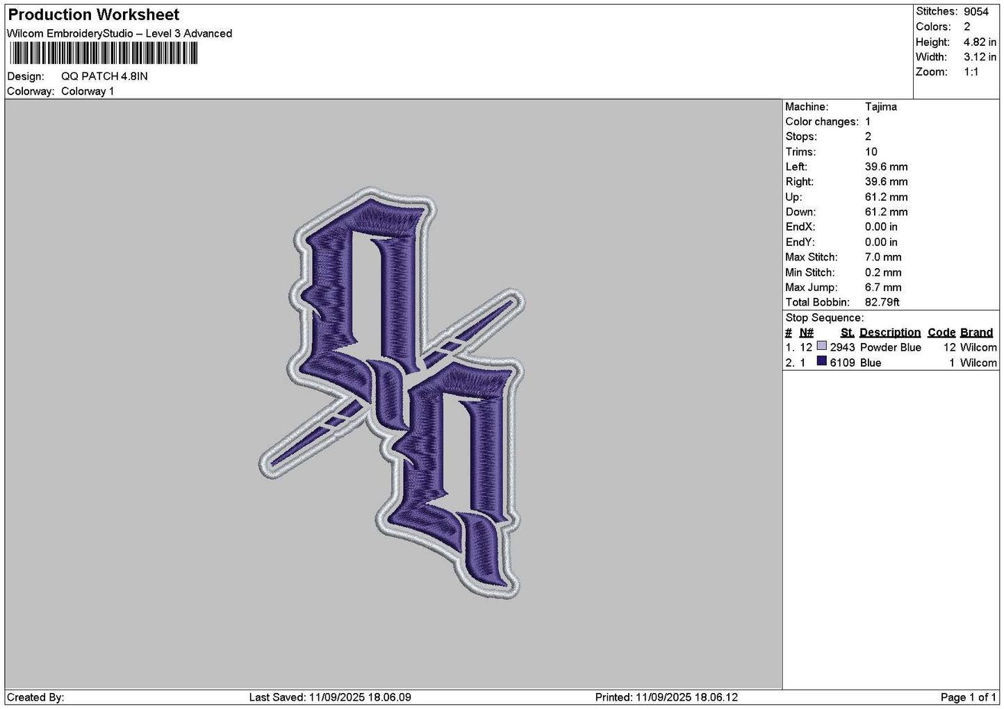 Qqtext Patch Embroidery File 6 sizes