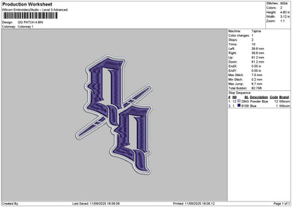 Qqtext Patch Embroidery File 6 sizes