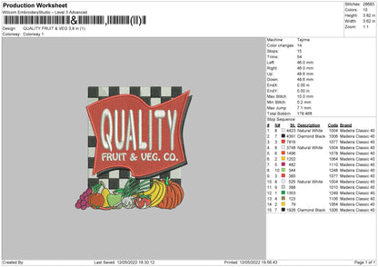 Quality Fruits Embroidery File 4 size