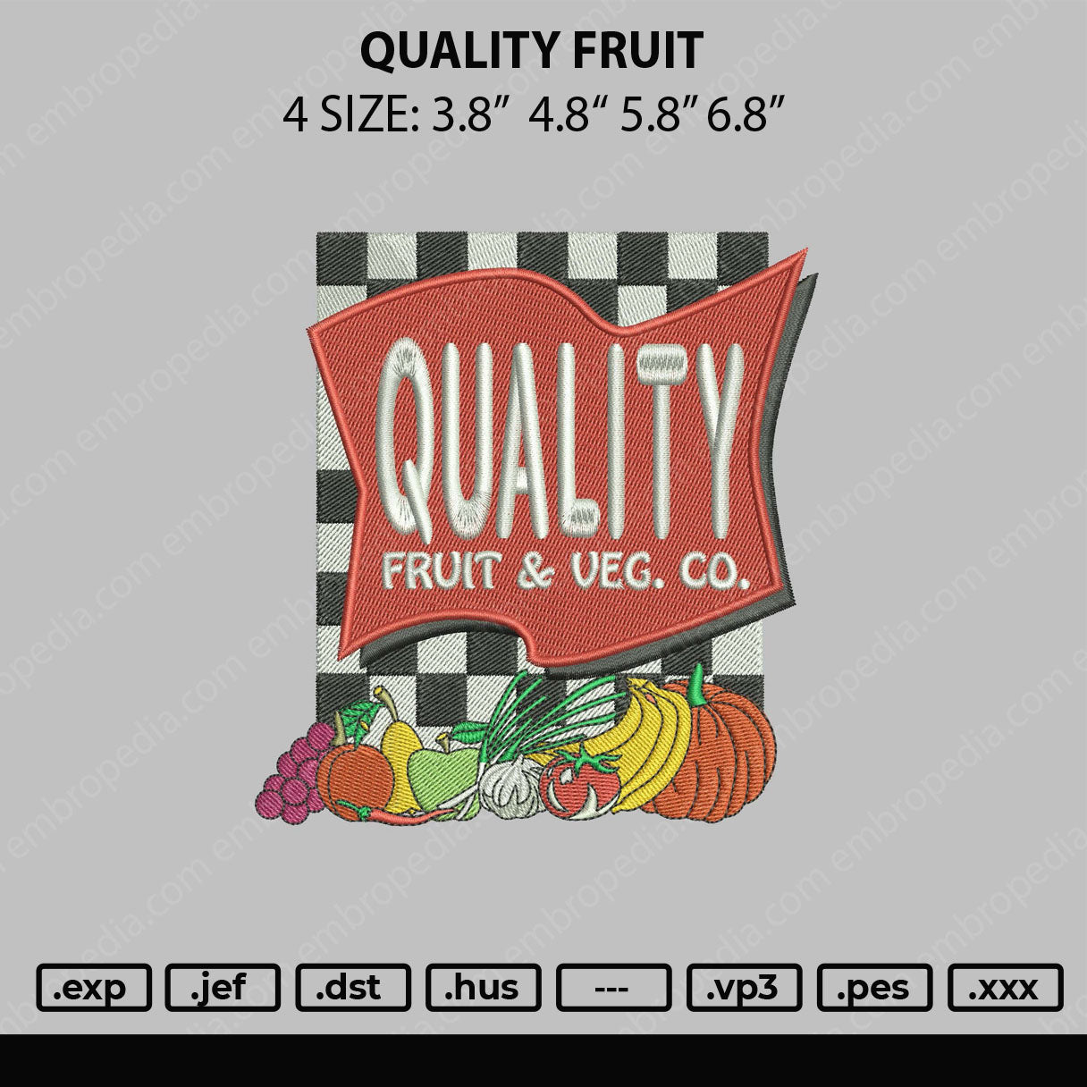 Quality Fruits Embroidery File 4 size