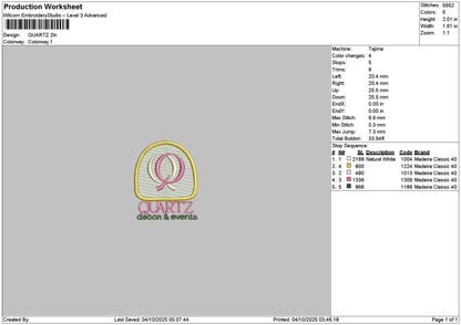 Quartztext Circle Embroidery File 6 sizes