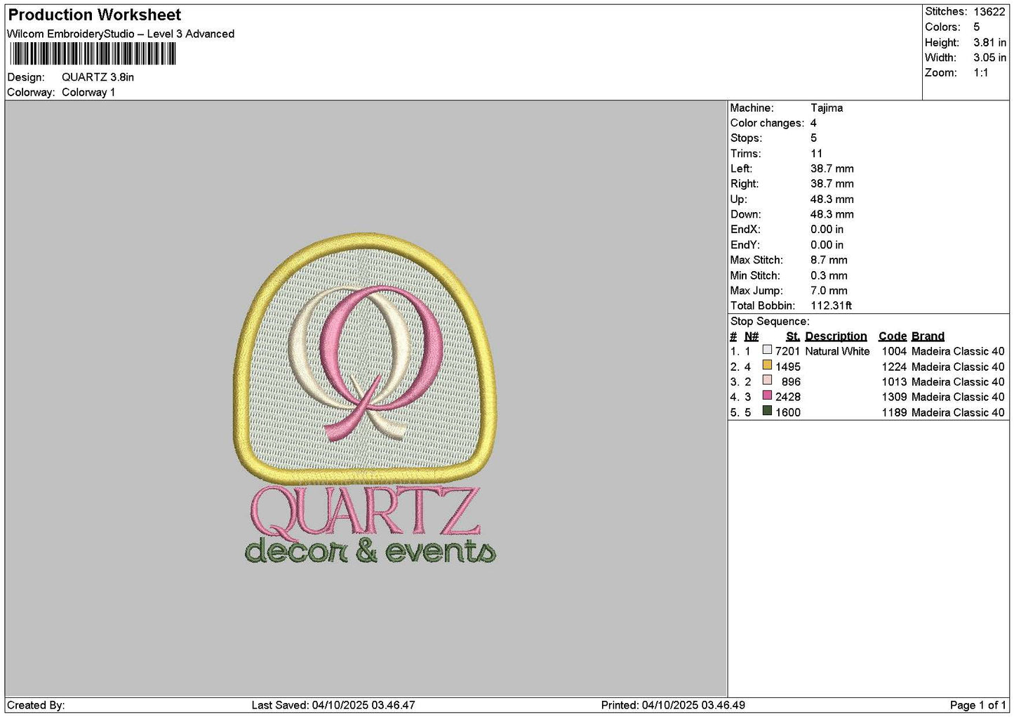 Quartztext Circle Embroidery File 6 sizes