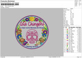 Que Text Embroidery Machine Design File 6 sizes