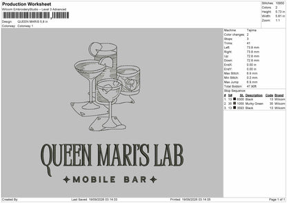 Queen Text 1909 Embroidery Machine Design File 6 sizes
