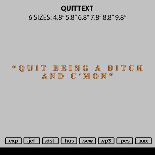 Quittext Embroidery File 6 sizes