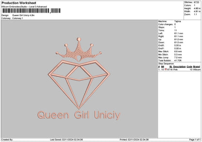 Queentext 02 Embroidery File 6 sizes