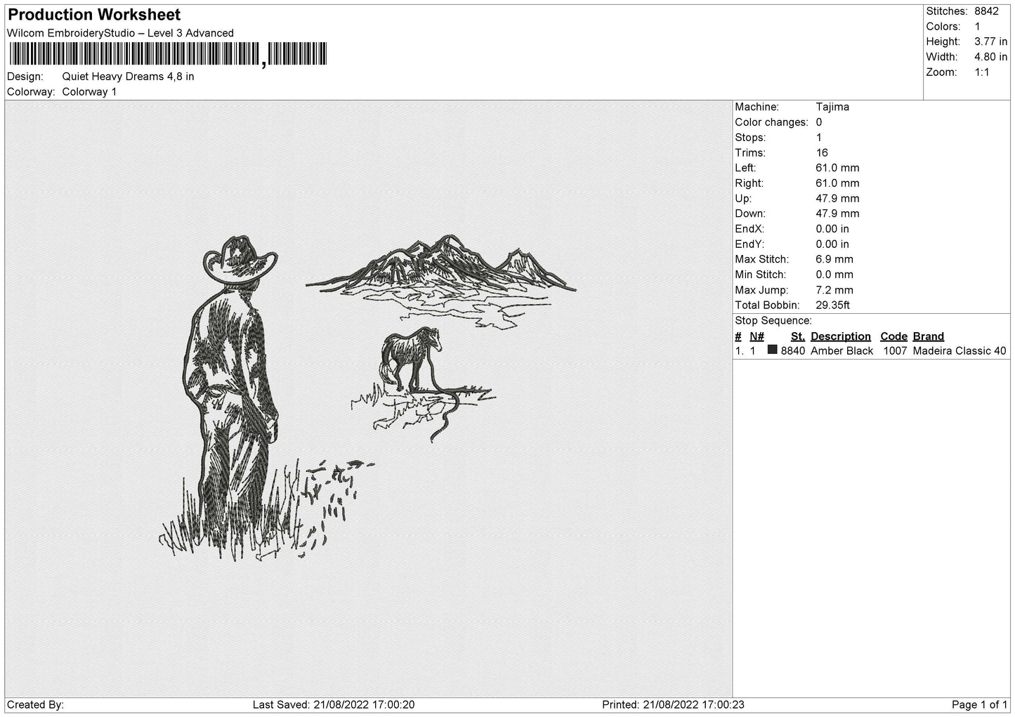 Quiet Heavy Embroidery File 5 sizes