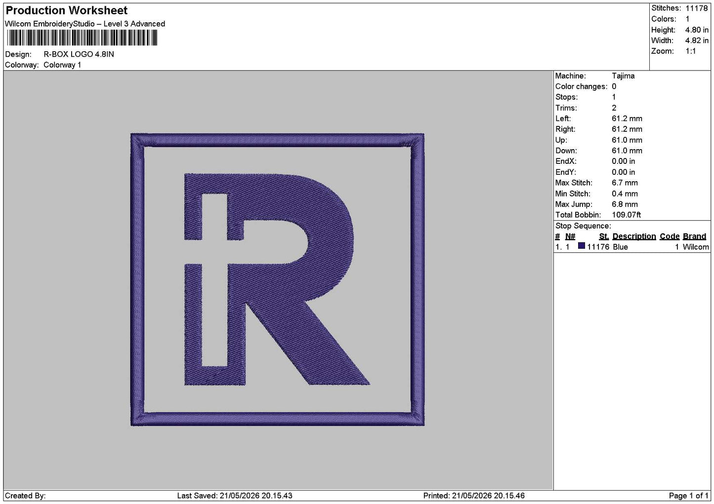 R Sqaure Embroidery File 6 sizes