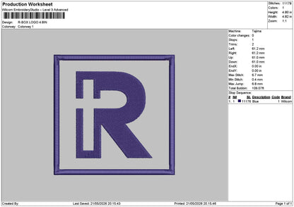 R Sqaure Embroidery File 6 sizes