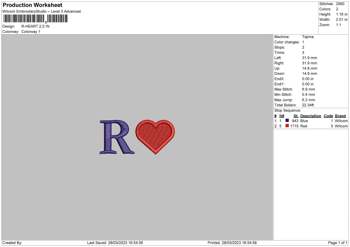 R Heart Embroidery File 6 sizes