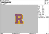 R Letter Embroidery File 6 sizes