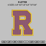 R Letter Embroidery File 6 sizes