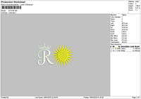 Sun Star Text Embroidery File 6 sizes