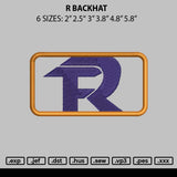 R Backhat Embroidery File 6 sizes