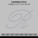 R Running Stitch Embroidery File 6 sizes